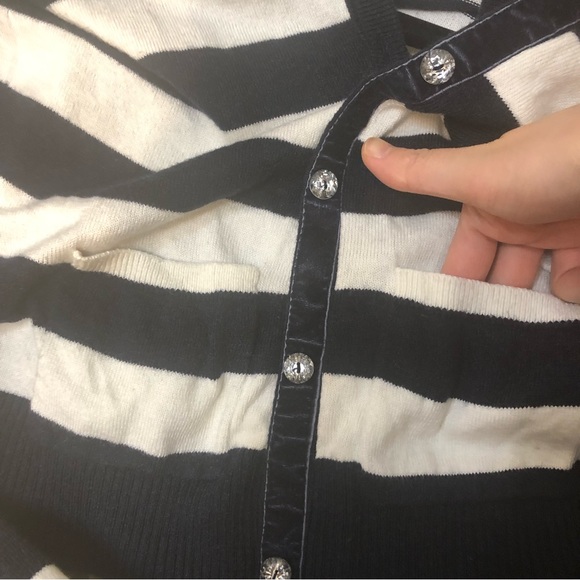 Hollister white and navy stripe cardigan LARGE L - Picture 5 of 7